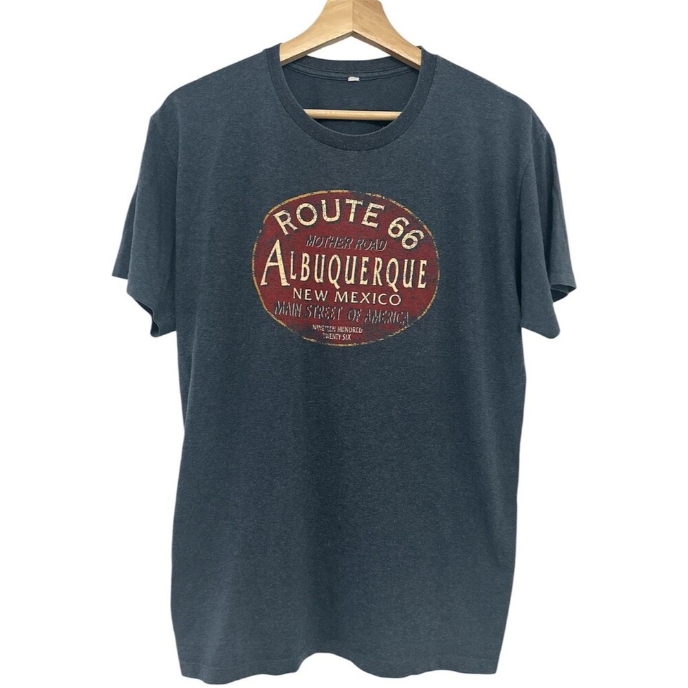 Blue Gray Route 66 Albuquerque Graphic Tee Large Vintage t-shirt Americana